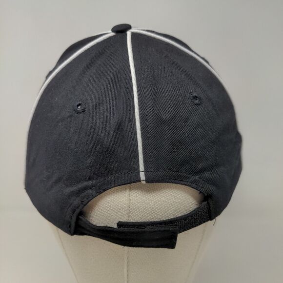 Unbranded Men's Strapback Hat Black Adjustable Blank White Stripes - Picture 5 of 6
